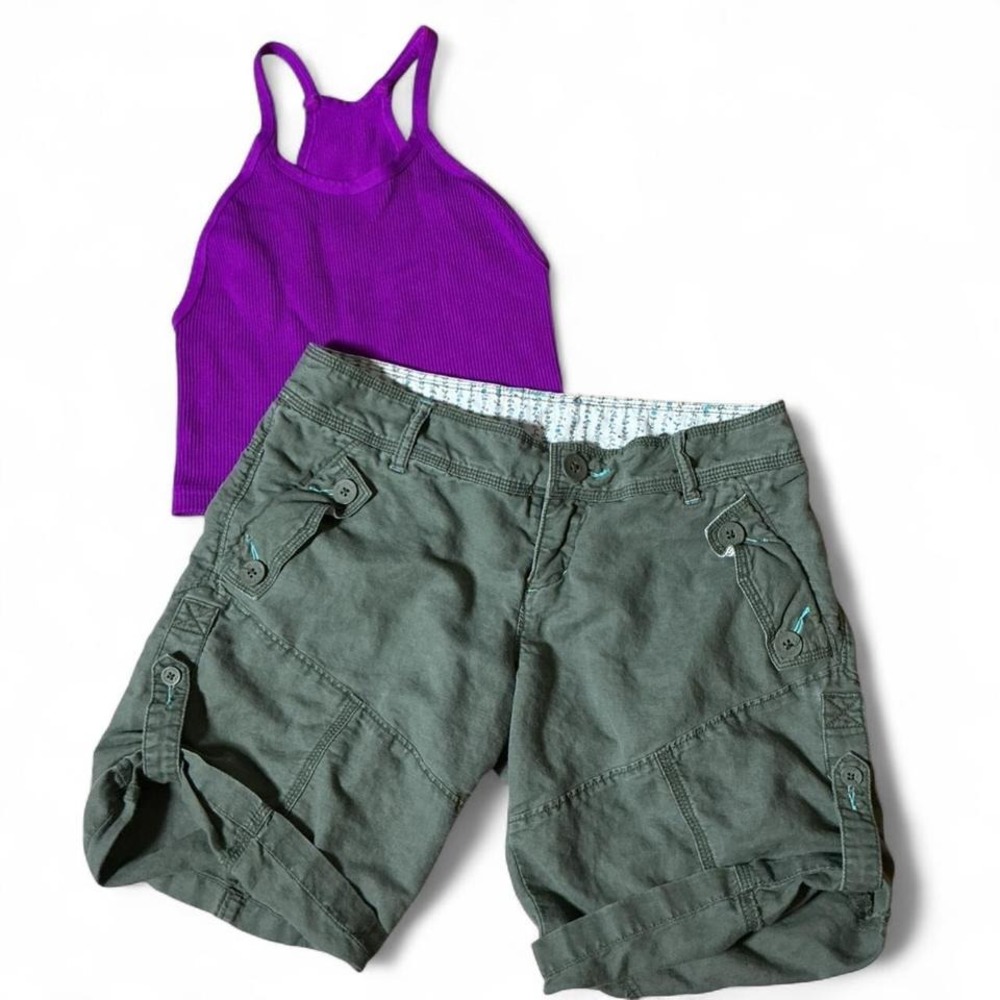 Free People Granola Girl Cargo Shorts & Purple FP Movement Ribbed Tank Top Set